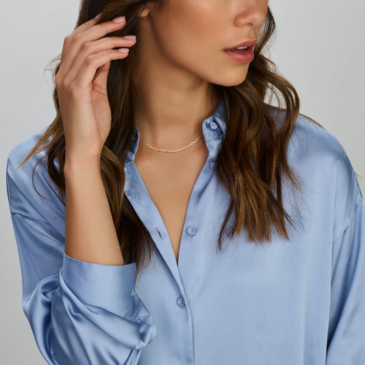 vDam Ketting Paperclip Platte Buis 2,2 Mm Zilver Gerhodineerd 1335810 36cm