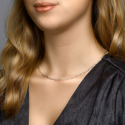 vDam Ketting Paperclip Ronde Buis 3,4 Mm 45cm Cm Zilver Gerhodineerd 1332769 45cm