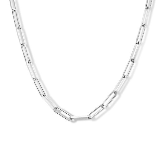 vDam Ketting Paperclip Vierkante Buis 3,0 Mm 41 + 4 Cm Zilver Gerhodineerd 1335081