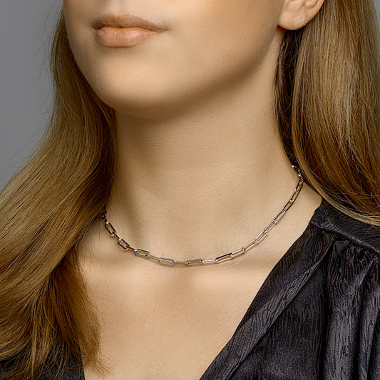 vDam Ketting Paperclip Vierkante Buis 4,5 Mm Zilver Gerhodineerd 1332325 40cm