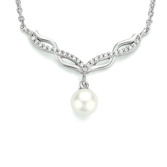 vDam Ketting Parel En Zirkonia 42 + 3 Cm Zilver Gerhodineerd 1333912