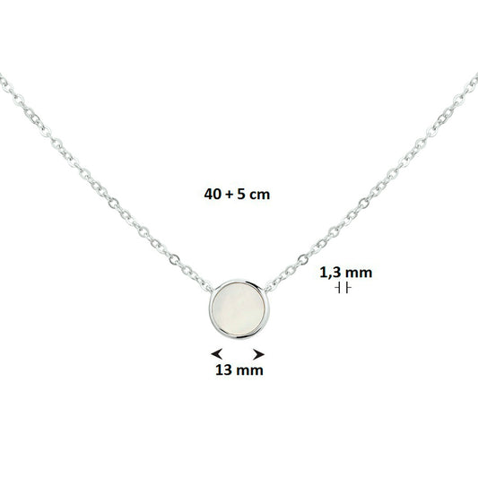 vDam Ketting Parelmoer 42cm + 3 Cm Zilver Gerhodineerd 1326614 42cm