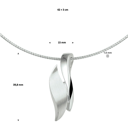 vDam Ketting Poli/mat 42cm + 3 Cm Zilver Gerhodineerd 1326939 42cm