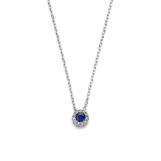 vDam Ketting Saffier Zirkonia 41 - 43 - 45 Cm Zilver Gerhodineerd 1341428