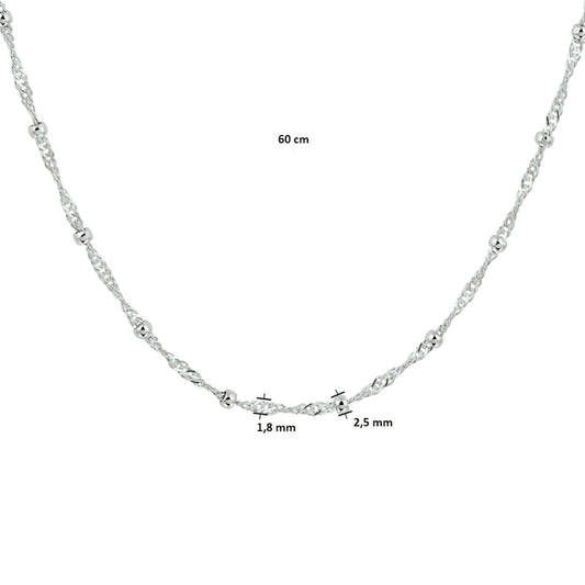 vDam Ketting Singapore En Bolletjes 2,5 Mm Zilver Gerhodineerd 1332729 60cm