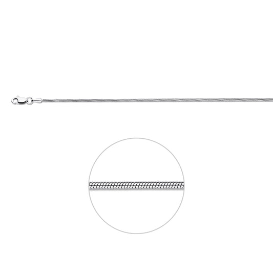 vDam Ketting Slang Rond 1,4 Mm 41 + 4 Cm Zilver Gerhodineerd 1329071