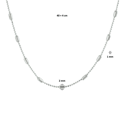 vDam Ketting Staafjes 2,0 Mm 40cm + 4 Cm Zilver Gerhodineerd 1328733 40cm