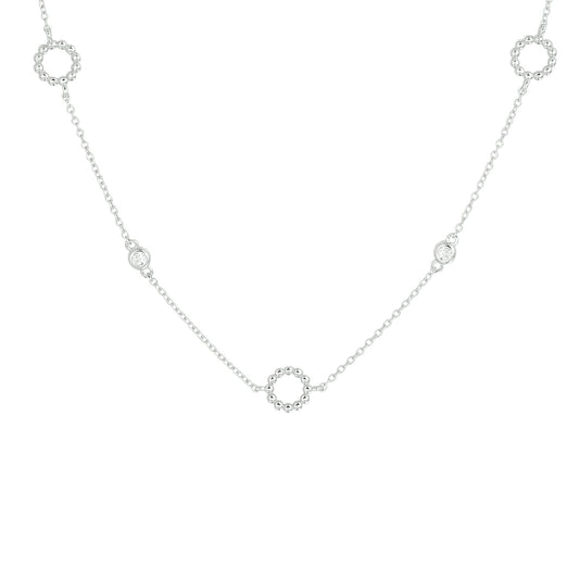 vDam Ketting Zirkonia 41 + 4 Cm Zilver Gerhodineerd 1333531
