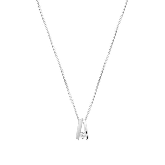 vDam Ketting Zirkonia Poli/mat 41 + 4 Cm Zilver Gerhodineerd 1340066