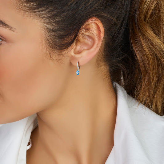 vDam Klapoorringen Blauw En Wit Zirkonia Zilver Gerhodineerd 1338782