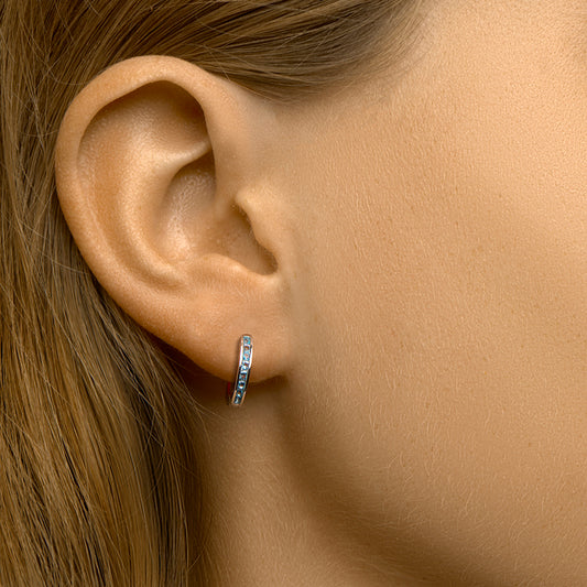 vDam Klapoorringen Blauw Zirkonia Zilver Gerhodineerd 1333001