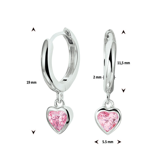 vDam Klapoorringen Hart Roze Zirkonia Zilver Gerhodineerd 1328281
