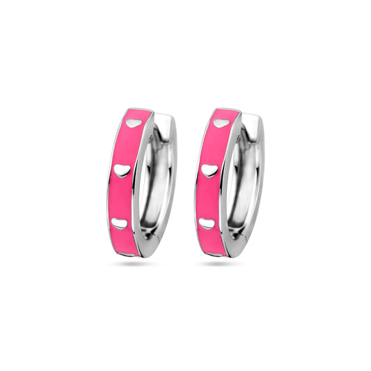 vDam Klapoorringen Roze Emaille Zilver Gerhodineerd 1339016