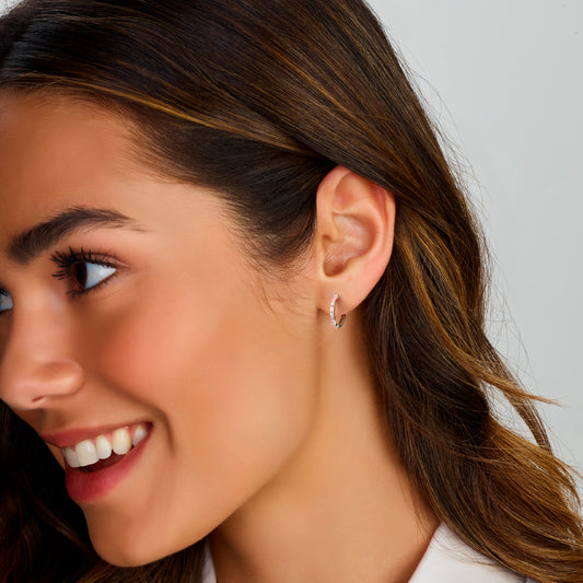 vDam Klapoorringen Roze En Wit Zirkonia Zilver Gerhodineerd 1335956