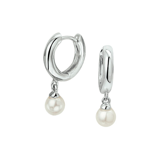 vDam Klapoorringen Synth Parel Zilver Gerhodineerd 1327425