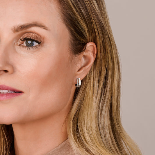 vDam Klapoorringen Zirkonia 14 Mm Poli/mat Zilver Gerhodineerd 1340028