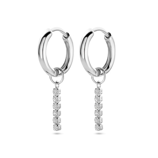 vDam Klapoorringen Zirkonia 15 Mm Zilver Gerhodineerd 1340441