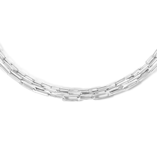 vDam Multi-collier Paperclip Platte Buis 4,0 Mm 41 + 4 Cm Zilver Gerhodineerd 1335691