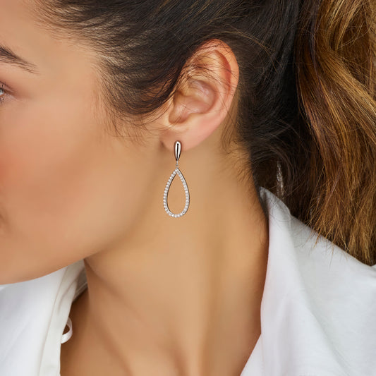 vDam Oorhangers Druppel Zirkonia 43 Mm Zilver Gerhodineerd 1341918