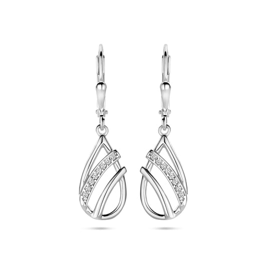vDam Oorhangers Druppel Zirkonia Brisur Haak 33 Mm Zilver Gerhodineerd 1340045