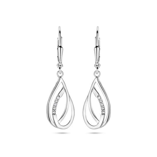 vDam Oorhangers Druppel Zirkonia Brisur Haak 34 Mm Zilver Gerhodineerd 1340046