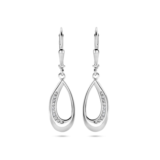 vDam Oorhangers Druppel Zirkonia Brisur Haak 34 Mm Zilver Gerhodineerd 1340047