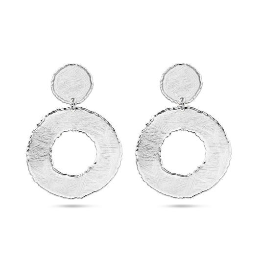 vDam Oorhangers Gescratcht Cirkels 50 Mm Zilver Gerhodineerd 1340448
