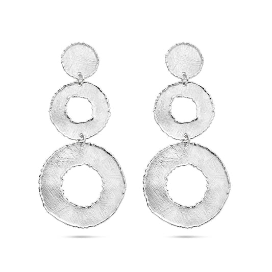 vDam Oorhangers Gescratcht Cirkels 75 Mm Zilver Gerhodineerd 1340447