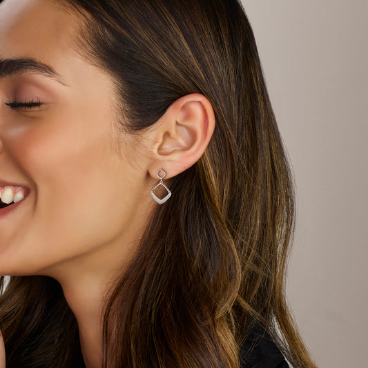 vDam Oorhangers Zirkonia 25 Mm Zilver Gerhodineerd 1341568