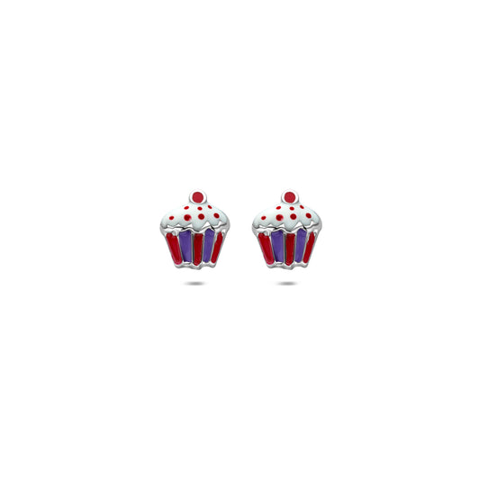 vDam Oorknoppen Cupcake 7,5 Mm Zilver Gerhodineerd 1341853