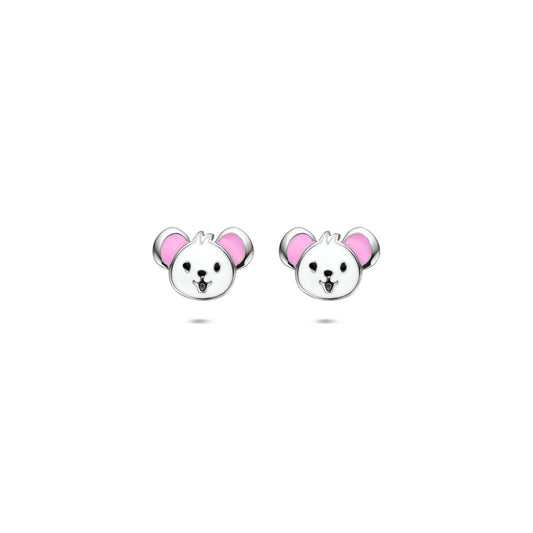 vDam Oorknoppen Emaille Muis 6 Mm Zilver Gerhodineerd 1341219