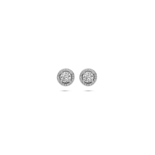 vDam Oorknoppen Zirkonia Halo 9 Mm Zilver Gerhodineerd 1339467