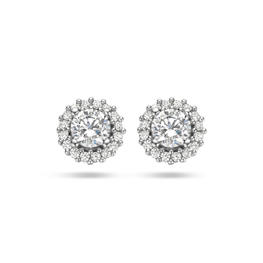 vDam Oorknoppen Zirkonia Halo Zilver Gerhodineerd 1335620