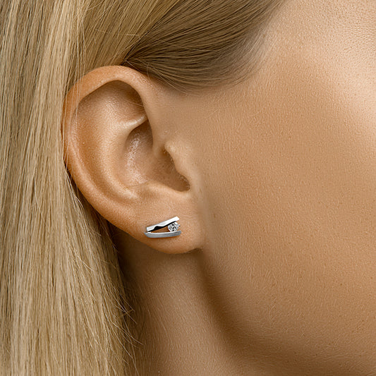 vDam Oorknoppen Zirkonia Zilver Gerhodineerd 1332901