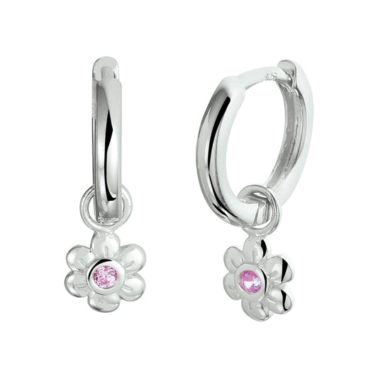 vDam Oorringen Bloem Roze Zirkonia Zilver Gerhodineerd 1340436