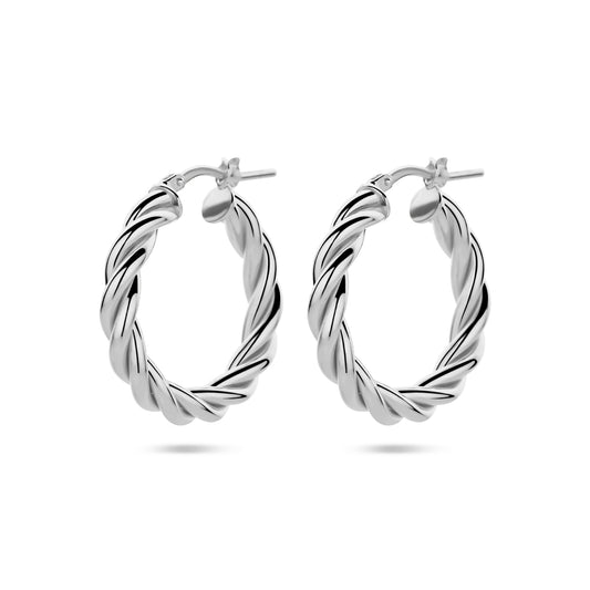 vDam Oorringen Gedraaide Buis Zilver Gerhodineerd 1338764