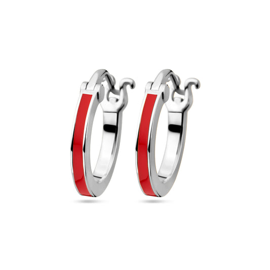 vDam Oorringen Rood Emaille Zilver Gerhodineerd 1338926