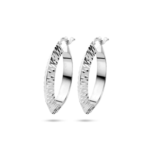 vDam Oorringen Spitse Buis Gediamanteerd Zilver Gerhodineerd 1337468