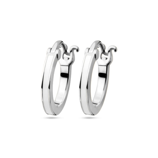 vDam Oorringen Wit Emaille Zilver Gerhodineerd 1338927