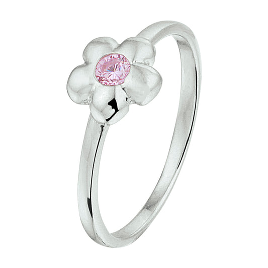 vDam Ring Bloem Roze Zirkonia Zilver Gerhodineerd 1328930