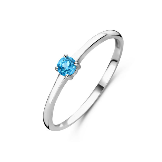 vDam Ring Met Geboortesteen Blauw Topaas December Zilver Gerhodineerd 1337099