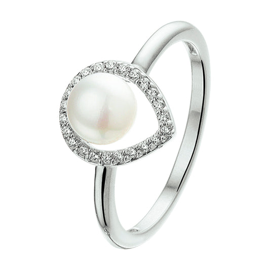 vDam Ring Parel En Zirkonia Zilver Gerhodineerd 1327886