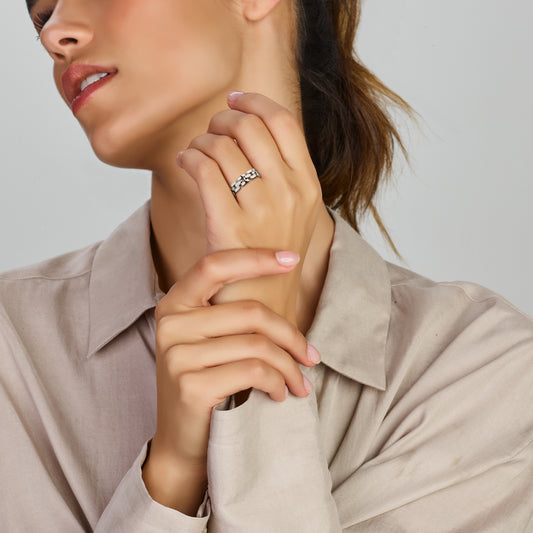 vDam Ring Schakel Zilver Gerhodineerd 1334004 Maat 19