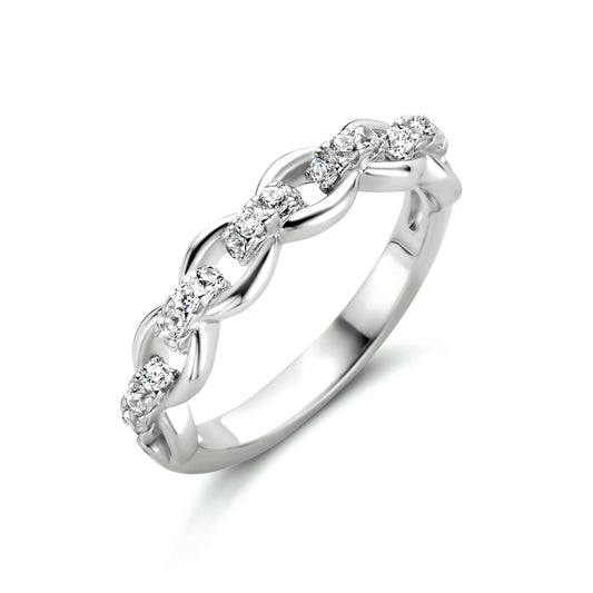 vDam Ring Schakel Zirkonia Zilver Gerhodineerd 1334131
