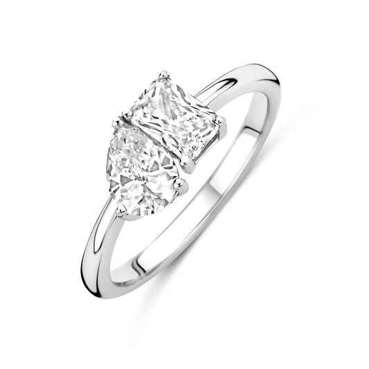 vDam Ring Toi-et-moi Zirkonia Zilver Gerhodineerd 1340927