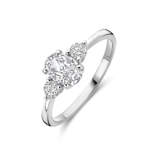 vDam Ring Trilogie Zirkonia 7 X 5 Mm Zilver Gerhodineerd 1338911