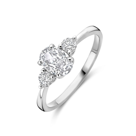 vDam Ring Trilogie Zirkonia 7 X 5 Mm Zilver Gerhodineerd 1340198