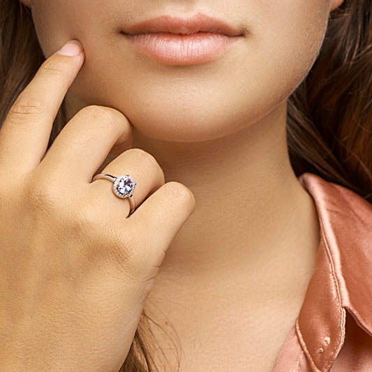 vDam Ring Zirkonia Halo Zilver Gerhodineerd 1329274 Maat 17¾