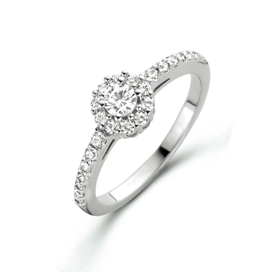 vDam Ring Zirkonia Halo Zilver Gerhodineerd 1334994