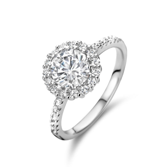 vDam Ring Zirkonia Halo Zilver Gerhodineerd 1335842